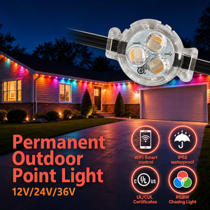 Éclairage décoratif de Noël pour la maison Eveas, RGBW 12V 24V 36V, éclairage permanent extérieur sur rail, 3 points lumineux LED - Product Image 1