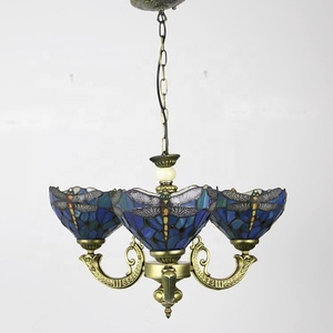 LongHuiJing Tiffany Lustre <span class=keywords><strong>3</strong></span> Lumières Vitrail Lustres Luminaires Style Antique Plafond Lampes Suspendues - Product Image 6
