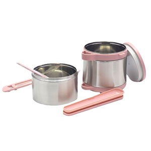 Stainless Steel Vacuum Insulated <b>Lunch</b> <b>Box</b> Double Layer Sealed Portable With Spoon Cylinder Shape Solid Color Pink Blue Green - Product Image 5