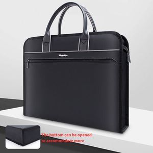 Luxury Oxford Cloth Tote Bag Custom Document Organizer <b>Leather</b> Laptop <b>Briefcases</b> for Men Executive Conference Bags 15.6 Inch - Product Image 5