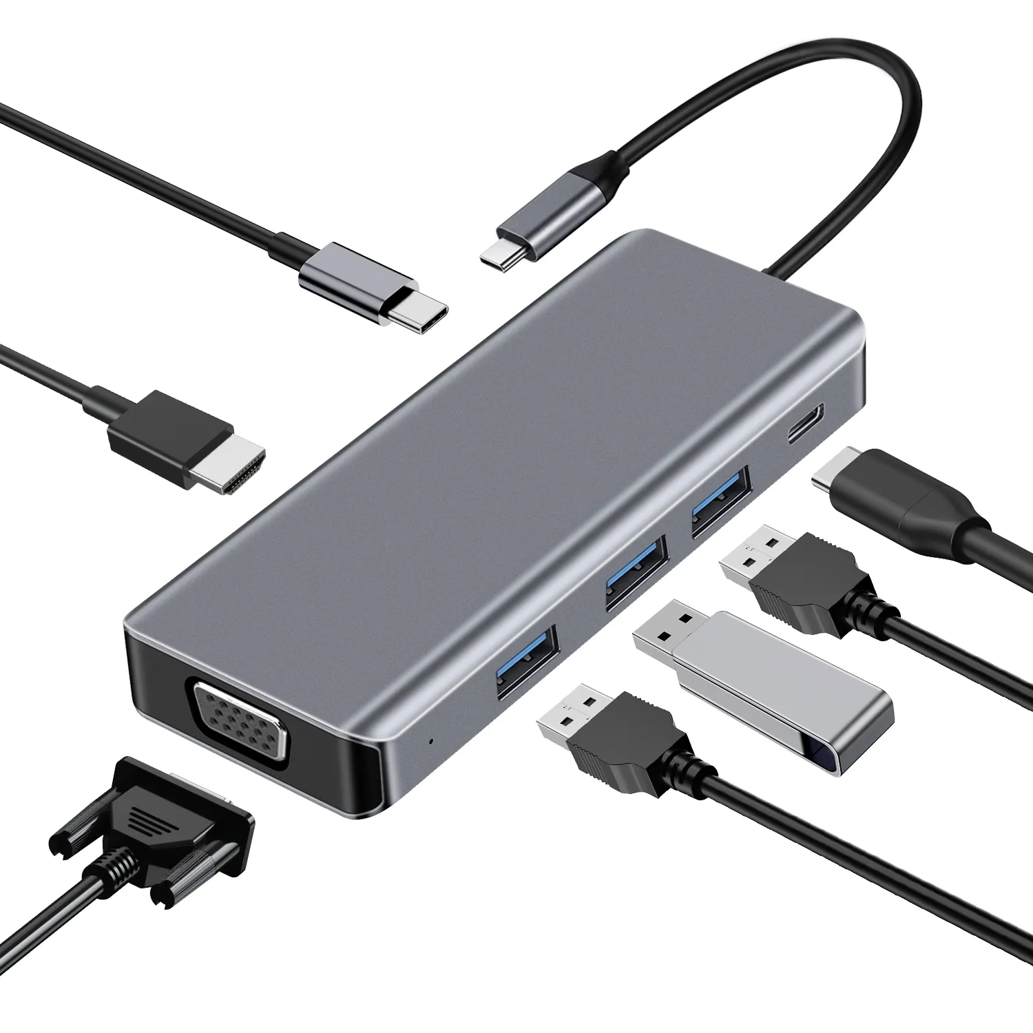 लैपटॉप डॉकिंग स्टेशन vगा hdmi usb p चार्जिंग यूएसबी सी हब मल्टीपोर्ट एडाप्टर, डेल/एचपी/एलएनओवो/सतह के लिए यूएसबी सी डॉक