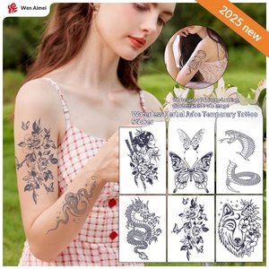 Nouveaux autocollants de <span class=keywords><strong>tatouage</strong></span> à motifs végétaux non aqueux pour hommes et femmes, motifs <span class=keywords><strong>animaux</strong></span> audacieux, grande taille, imprimés par transfert d'eau, personnalisables - Product Image 1