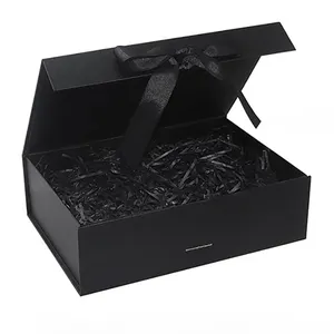 Boîte cadeau magnétique de luxe avec ruban de couvercle, boîte d'emballage en papier cadeau pour cadeau anniversaire mariage fête du festival