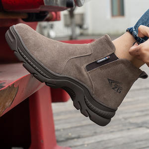 8808-Bottes de Sécurité pour Soudage en Cuir Véritable Disponibles en Stock, Chaussures de Sécurité en Cuir Suédé de Haute Qualité sans Lacets - Product Image 2