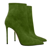 Bottines Personnalisées Femme 2025 à Bout Pointu, Design Daim PU, Chaussures d'Hiver avec Dessus Imperméable et Semelle Caoutchouc pour la Saison d'Automne