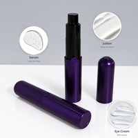 Flacon pompe sans air en PP de 15 ml, petit cylindre violet, emballage cosmétique vide, distributeur sans air pour sérum et lotion – Vente en gros