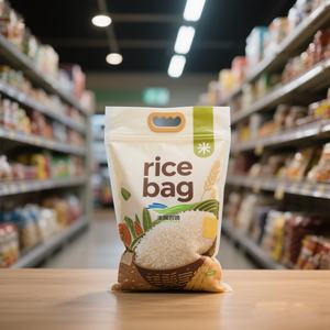 Chine Sac de riz en plastique en matériau laminé personnalisé1 kg 2kg Sacs d'emballage de riz à fond plat de qualité alimentaire avec poignée - Product Image 3