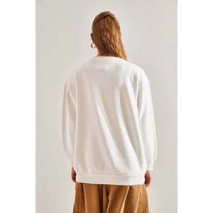 Sudadera de cuello redondo con estampado de figuras bordadas para mujer, mezcla de algodón, manga regular, tejido de punto - Product Image 4