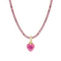 2025 DS nouveauté 18k or émail coeur délicatesse Zircon diamant Tennis chaîne collier Offre Spéciale produits pour cadeau