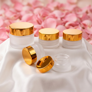 Customized Logo 20g/30g Eye Cream <b>Packaging</b> Transparent <b>Glass</b> Jar With Gold Screw Cap Cosmetic Lotion Round Jar - Product Image 1
