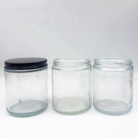 Stoples lilin bulat bening sisi lurus kosong, 60ml 120ml 250ml dengan tutup logam aluminium emas hitam, toples kaca lilin transparan