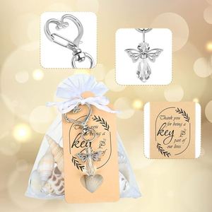 Wholesale <b>Custom</b> 30 Sets Angel Keychain Favor Bulk Personalized Angel Wing Organza Bag Thank You Tag Funeral Memorial Gift - Product Image 3