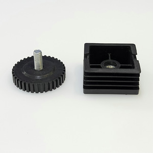 Furniture Leg 50mm <b>Square</b> Plastic Nut Plug <b>Adjustable</b> Feet Black Modern Design Easy Installation Table Use - Product Image 1