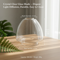 Abat-jour en verre transparent en forme de champignon de style industriel, idéal pour les luminaires suspendus de style côtier minimaliste