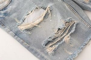 ผู้ผลิตเสื้อผ้าสตรีทแวร์ กางเกงยีนส์ขาสั้นทรงสลิมฟิตสไตล์วินเทจ ขาดๆ ซีดๆ สำหรับผู้ชาย - Product Image 5