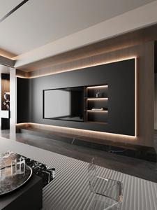 Modern <strong>Design</strong> Whole Wall Mounted <strong>TV</strong> <strong>Unit</strong> Stands Living Room Furniture Black <strong>TV</strong> Cabinets - Product Image 4