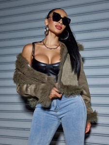 Giacca invernale 2025 in camoscio da donna con collo di pelliccia cappotto corto da donna cappotto taglie forti - Product Image 2