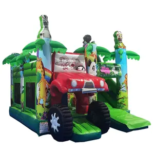 Moonwalk thương mại Inflatable Quái Vật Xe tải Quái Vật Bouncer Inflatable Bouncer xe cứu hỏa