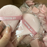 Houppette à Poudre Douce Triangle en Velours Visage avec Logo Personnalisé, Application Humide et Sèche, Éponge de Maquillage Lavable et Réutilisable pour les Doigts