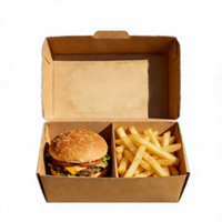 Boîte à emporter écologique personnalisée avec logo imprimé, en carton ondulé biodégradable, avec poignée auto-élevante pour burgers, frites et ailes de poulet