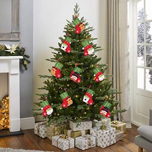 Chaussettes en tissu peluche de Noël, motif Père Noël, bonhomme de neige, renne, ours, 16 cm, décorations suspendues pour arbre de Noël, pochettes cadeaux - Product Image 5