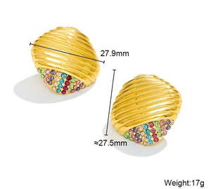 مجوهرات من الفولاذ المقاوم للصدأ بالجملة، مطلية بالذهب عيار 18 قيراط، زركون غير لامع، تصميم عتيق أنيق قابل للتخصيص، مصنوعة يدويًا، علامة تجارية قبل الترويج، للنساء، مثقوبة - Product Image 5