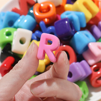 Perline acriliche colorate con foro grande, perline a forma di lettera, fatte a mano, per la creazione di gioielli fai da te, catene per cellulari, accessori per portachiavi