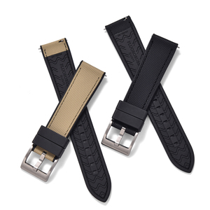 JUELONG FKMラバーハイブリッド防水セイルクロス腕時計ストラップ、クイックリリースフッ素ゴムストラップハイブリッドキャンバス腕時計バンド - Product Image 2