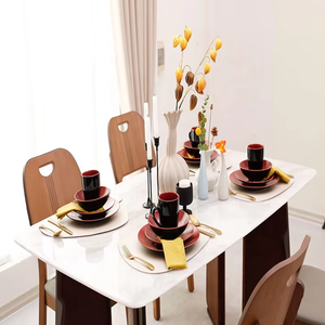 ชุดอาหารค่ำเซรามิกคุณภาพสูงปรับแต่งได้สองสีสำหรับร้านอาหารและใช้ในครัวเรือน  ชุดอาหารค่ำสโตนแวร์เนื้อหยาบ - Product Image 5