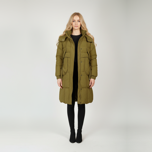 Phụ nữ dài nóc Áo khoác mùa đông ấm áp trùm đầu áo khoác dài tay áo Parka đầy đủ chiều dài xuống áo khoác với zip - Product Image 1