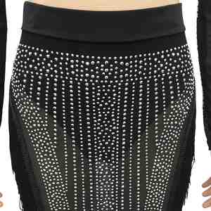 Ensemble deux pièces de luxe de marque célèbre, brodé, pour soirée, club, mode, sexy, soirée en boîte de nuit - Product Image 5