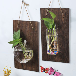 Giardino <span class=keywords><strong>interno</strong></span> idroponico pannelli di legno parete arte metallo pianta modellata parete interna appeso fioriera di vetro per ufficio formato corda - Product Image 4