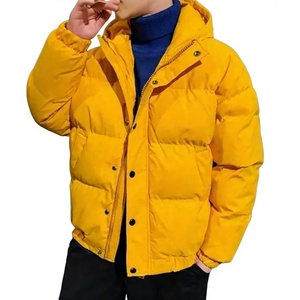 Hooded Puffer Jacket Solid Color Windproof Waterproof Breathable Winter Casual Zipper Closure Thick Polyester Filling Front - Product Image 2