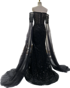 Robe de mariée longue en dentelle à manches longues Robe de mariée élégante Robe de mariée mariée nouvelle robe de mariée noire - Product Image 6