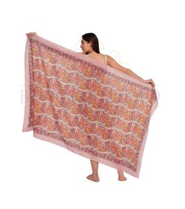 Oferta Especial: Pareo de Algodón Estampado a Mano para Mujer, Ligero, Ideal como Cubrebañador, para la Playa y Vacaciones de Verano - Product Image 1