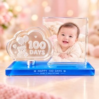 Neelpure 194710 Cadre photo personnalisé en cristal pour bébé, impression couleur, souvenir de naissance, 1er anniversaire, 100 jours, cadeau OEM ODM