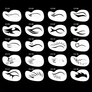 <span class=keywords><strong>Stencil</strong></span> per Tatuaggi Temporanei Riutilizzabili in PET Mylar Blu/Bianco 6CM*9.5CM con Design Personalizzato e Logo Privato per Aerografo, Pittura Facciale e Body Art - Product Image 5