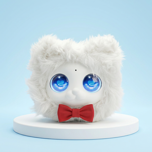 Juguete de Plástico Blanco con Ojos Azules y Lazo Rojo, Animal de Peluche Interactivo y Educativo de ABS para Niños, Muñeco Unisex - Product Image 1