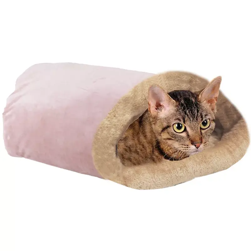เตียงแมวพับได้ทำจากใยผ้ากำมะหยี่นุ่มสำหรับสัตว์เลี้ยงแมวตัวเล็ก