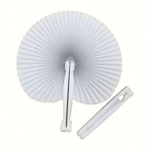 Fairy Blank White Heart Shape Folding Handheld Paper Hand Fans Plastic Handles Customized Colors DIY Painting for - Product Image 2