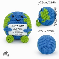 Poupée en Peluche Crochetée Personnalisée avec Texte, Cadeau d'Anniversaire ou de Saint-Valentin, Balle Terrestre en Coton PP, Confortable et Positive