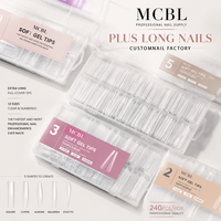 Ongles en gel souple 240 pièces transparents forme cercueil couvrance totale extensions d'ongles marque privée emballage personnalisé vente en gros fournitures de manucure