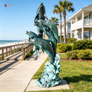 <span class=keywords><strong>Fontana</strong></span> Scultorea Commerciale in Bronzo a Forma di Delfino, a Grandezza Naturale, in Metallo Fuso, Elemento Artistico Acquatico da Giardino per Hotel e Resort - Product Image 3