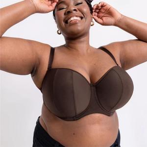 บราไร้สายแบบเต็มคัพ ไซส์พลัส คอสูง ดันทรง สวมใส่ได้ทุกวัน มีฟองน้ำเสริม ทรงเว้าสูง ผลิตจากโพลีเอสเตอร์ ไซส์ 34-42 DD E F FF G GG H HH J - Product Image 4