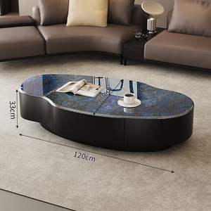 Table basse ovale en <span class=keywords><strong>dalle</strong></span> de roche moderne, style luxe léger italien, avec rangement, haut de gamme, pour salon et petit appartement, en pierre, nouvelle collection - Product Image 6