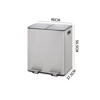 Poubelle de cuisine en acier inoxydable à pédale, double compartiment, 2 x 30 litres, poubelle à double bac, tri des déchets, intérieur