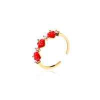 Cincin Jari Telunjuk Wanita Gaya Korea JOYE, Batu Alam Tembaga Stroberi Tetesan Minyak, Trendi, Batu Kelahiran Juli, untuk Sehari-hari