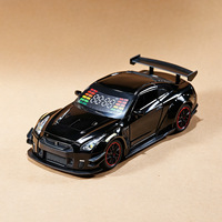 Coche de metal fundido a presión 1:24 GTR R35 con alarma y luces, puertas que se abren, adorno decorativo, hipercoche con alarma