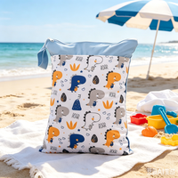 Sac étanche double couche imprimé vagues hawaïennes coucher de soleil, anti-fuite, pour couches de bain, avec sangle de transport – Vente en gros