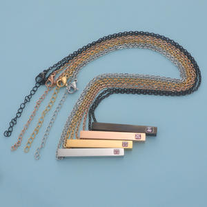 Custom Lovers Copules oro/oro rosa/argento/nero Laserable in acciaio inox bianco cuboide ciondolo gioielli Bar collana - Product Image 3